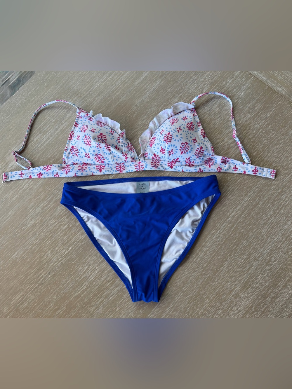 J Crew and Shade & Shore Bikini Separates Top and Bottoms Medium Floral Ruffle